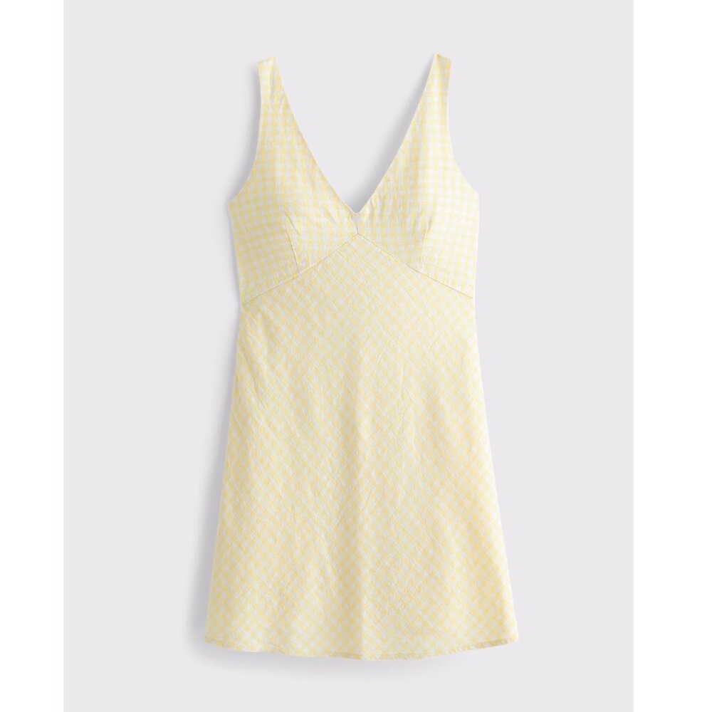 Abercrombie & Fitch V-Neck Linen-Blend Mini Dress - Picture 2 of 6